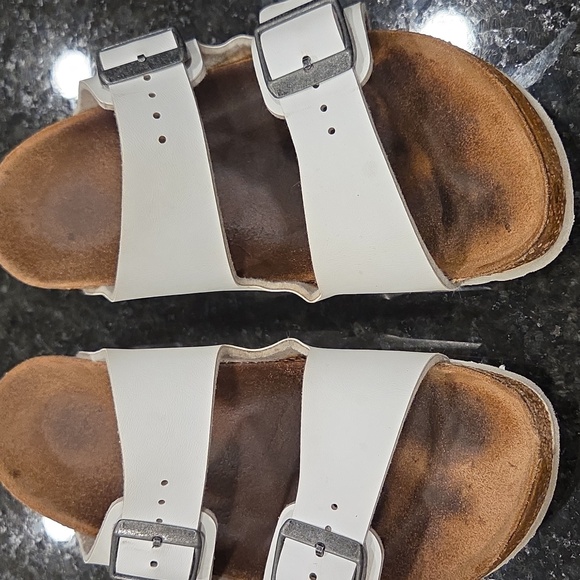 Birkenston Arizona White and Brown Sandals - Picture 4 of 5